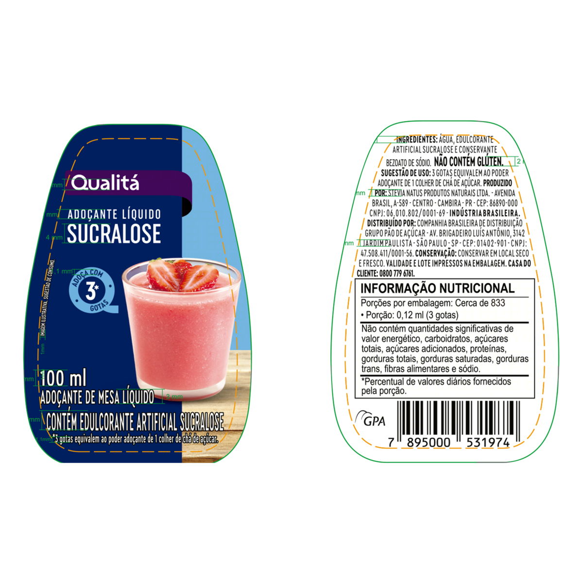 Adoçante Líquido Sucralose Qualitá Frasco 100ml