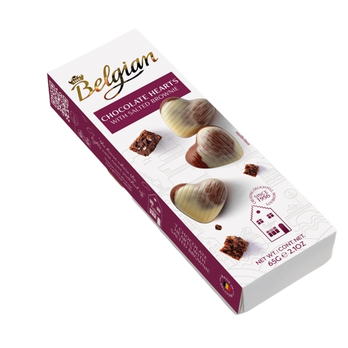 Chocolate Belgian Hearts With Salted Brownie 65g