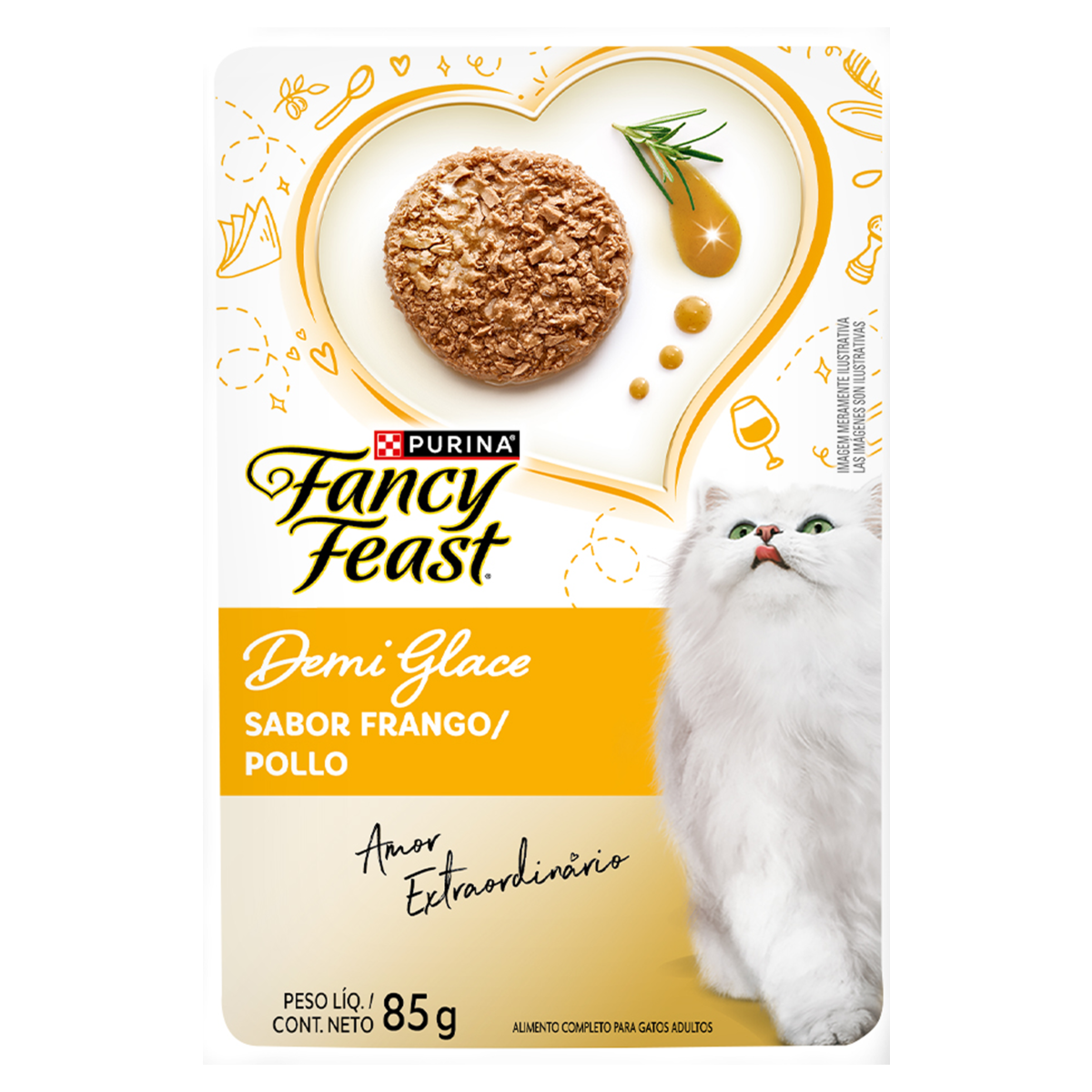 Alimento para Gatos Adultos Demi Glace Frango Purina Fancy Feast Sachê 85g