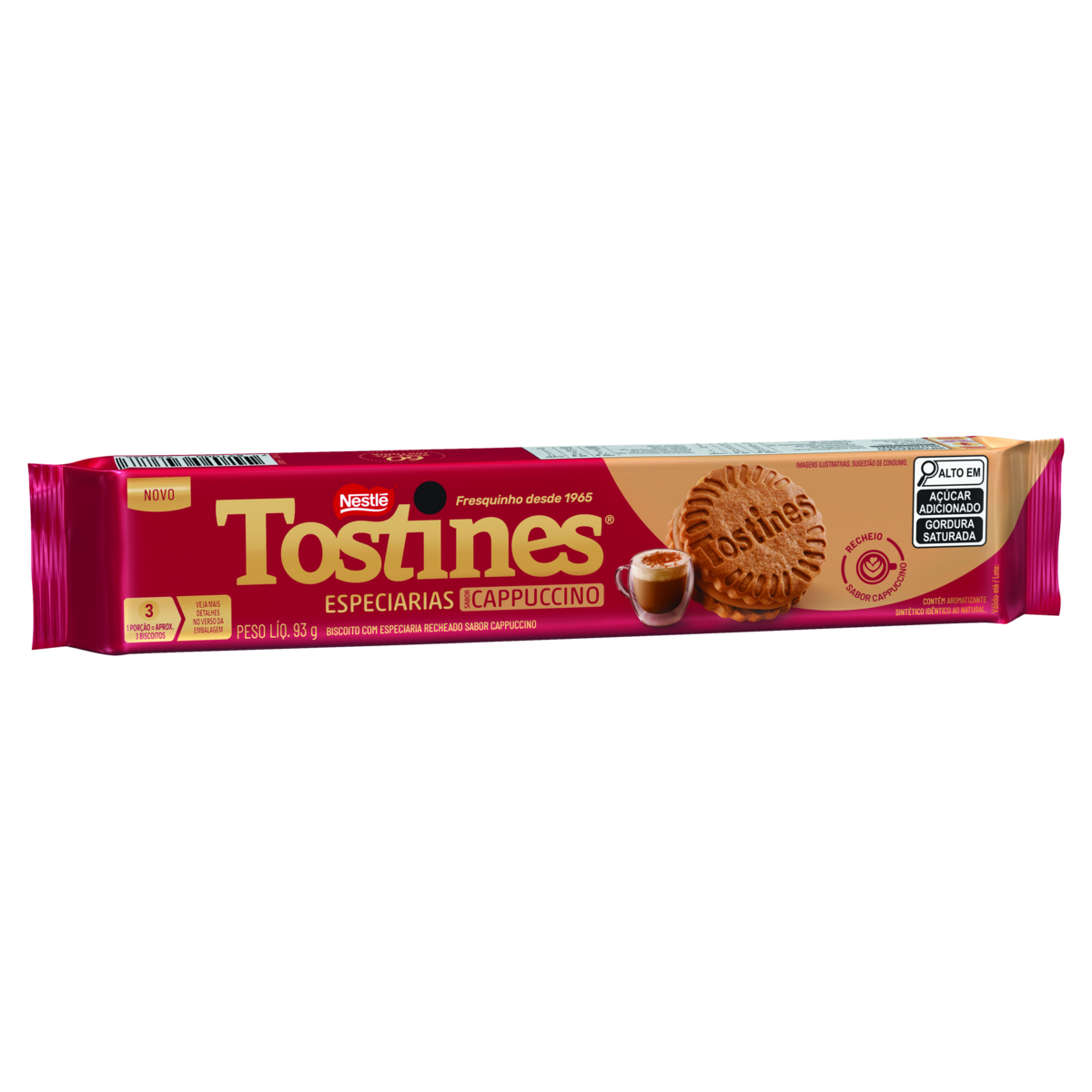 Biscoito Especiarias Recheio Cappuccino Tostines Pacote 93g
