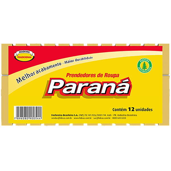 Prendedor De Roupa Paraná Madeira Com 12 Unidades