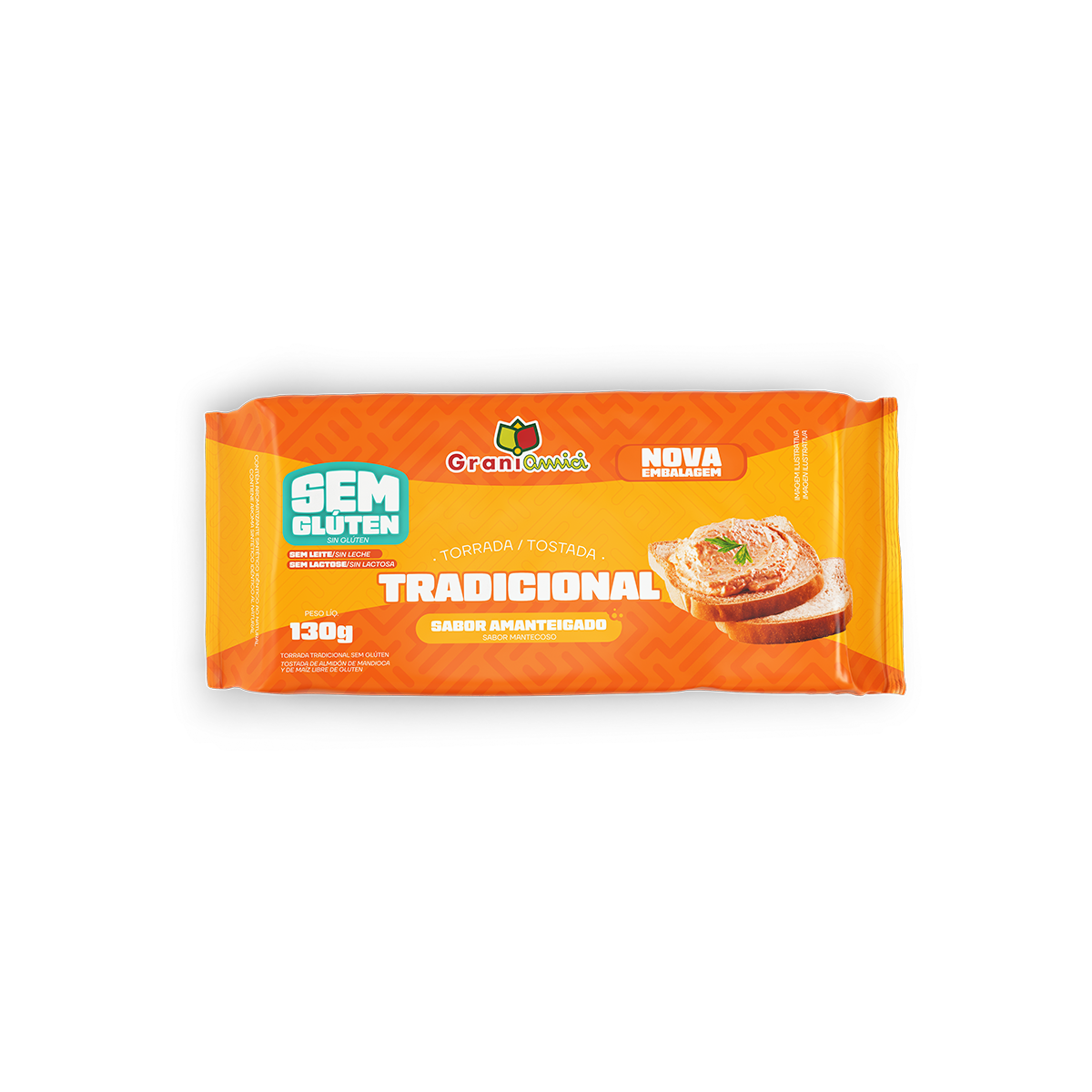 Torrada Tradicional sem Glúten GRANI AMICI Pacote 160g