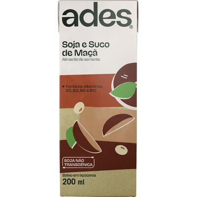 Alimento À Base de Soja Ades Maçã 200ml