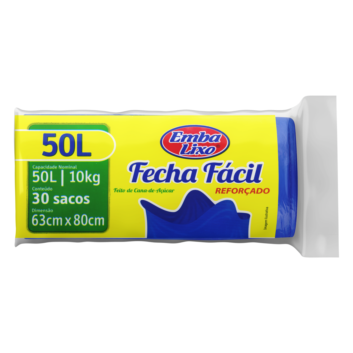 Saco de Lixo EMBALIXO Fecha Fácil Reforçado 50 Litros com 30 Unidades