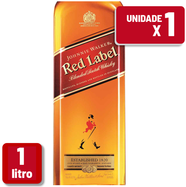 Whisky Johnnie Walker Red Label Garrafa Vidro 1L