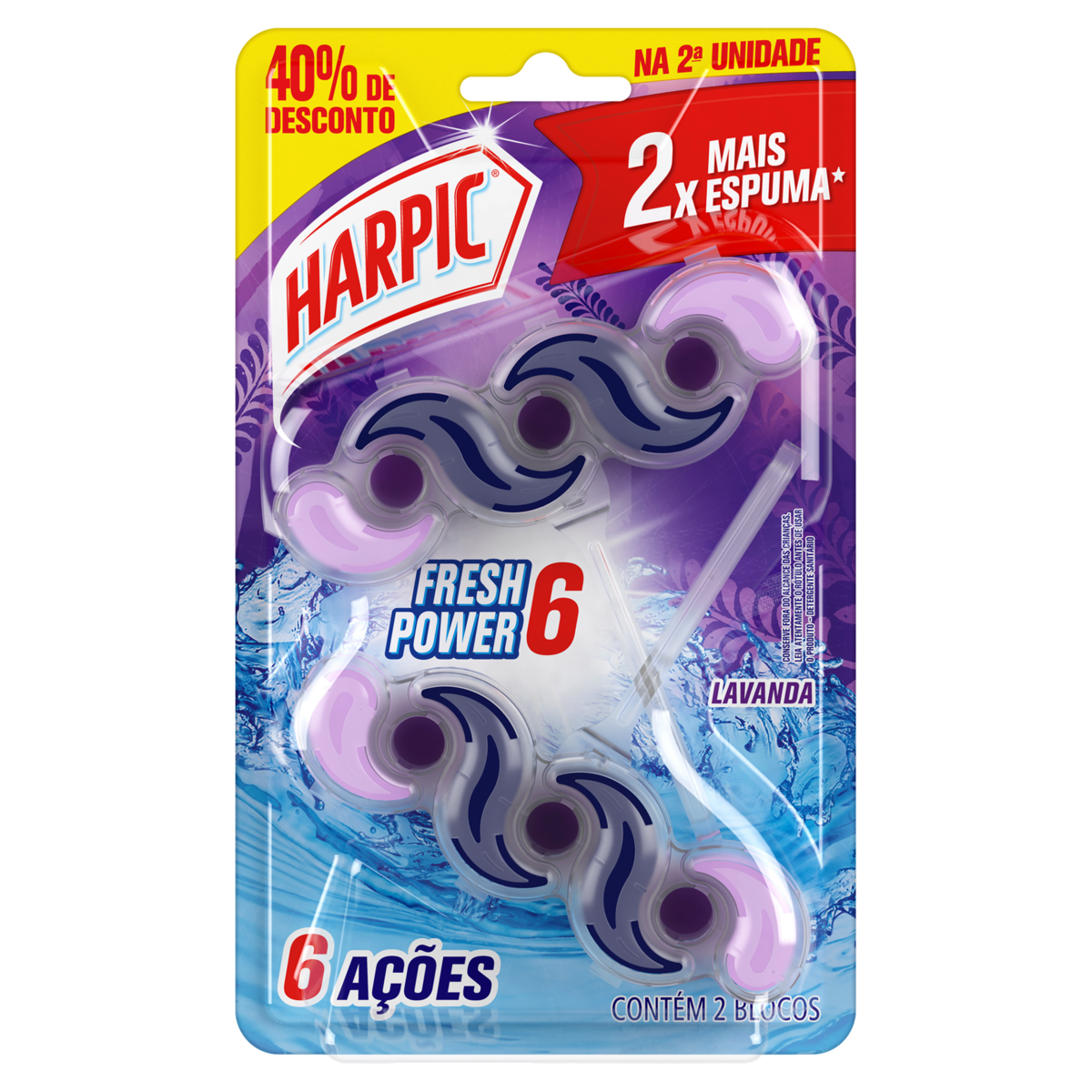 Bloco Sanitário HARPIC Fresh Power 6 Lavanda - 2 unidades