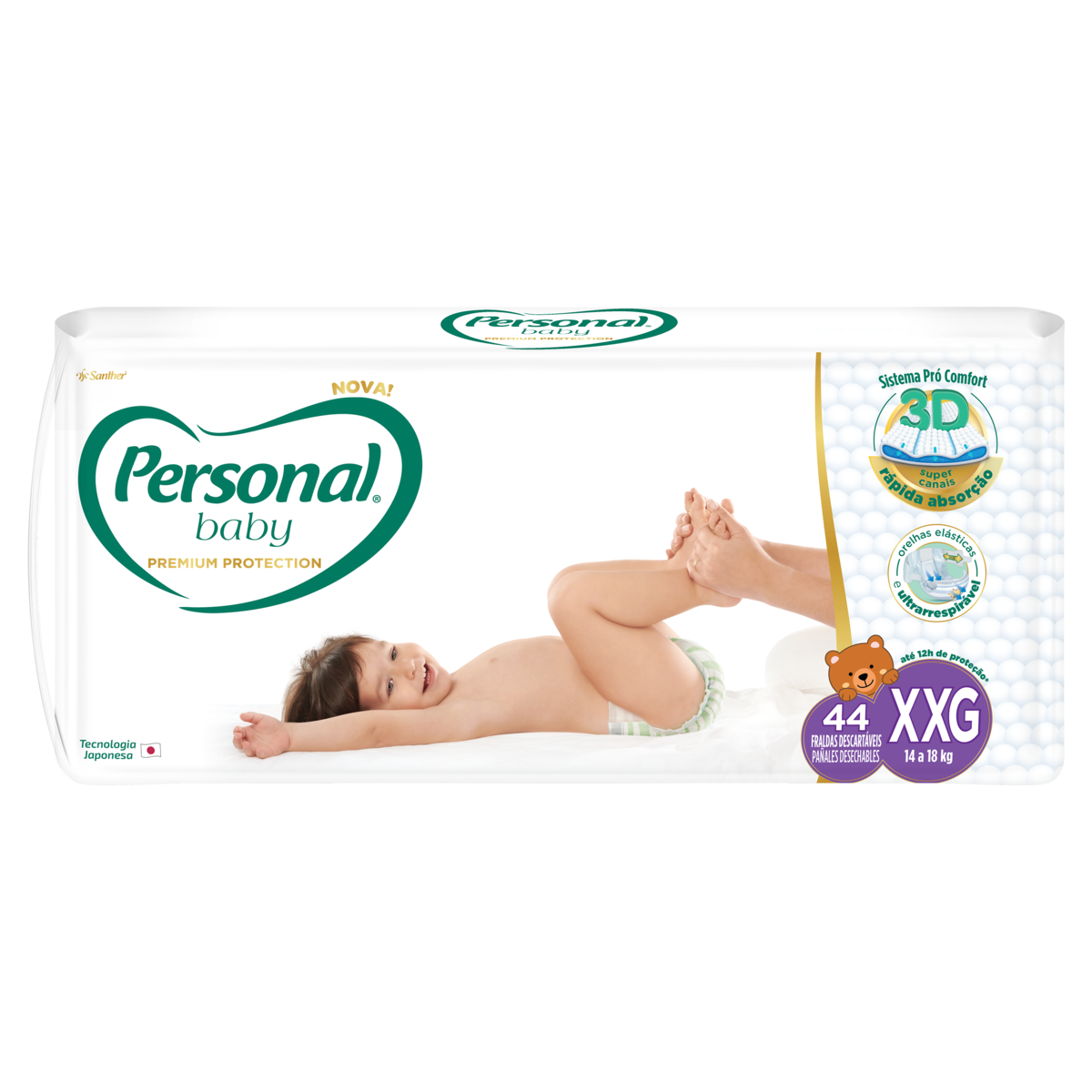 Fralda Descartável Personal Baby Premium Protection XXG Pacote 44 Unidades