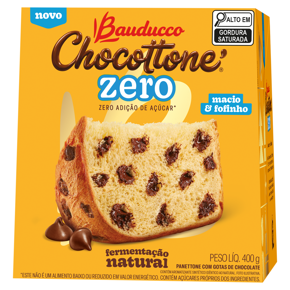Panettone com Gotas de Chocolate Chocottone Zero Caixa Bauducco 400g