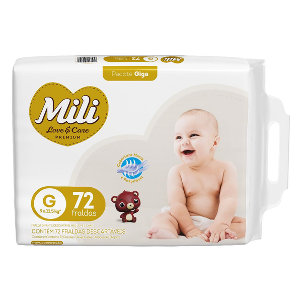 Fralda Mili Love & Care Giga Tam. G - Com 72 Fraldas