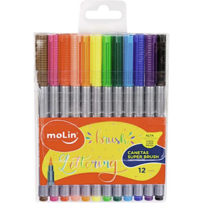 Caneta Molin Super Brush 12 Cores 12 un