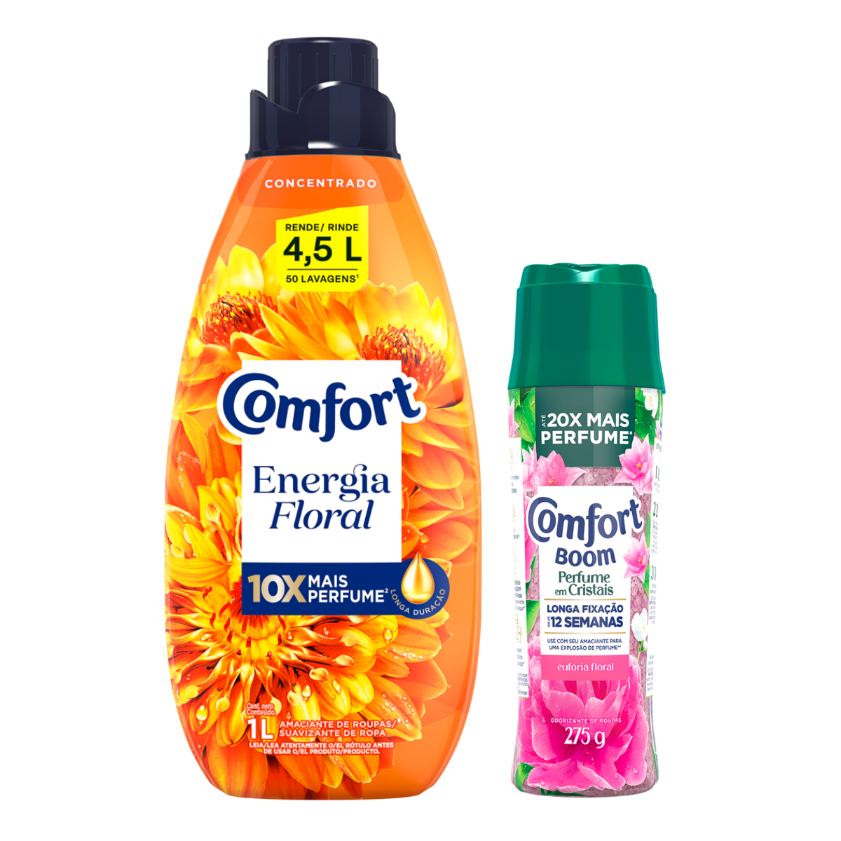 Amaciante Comfort Brisa Elegante 1L + Perfume Para Roupas Comfort Boom Euforia Loral 275G
