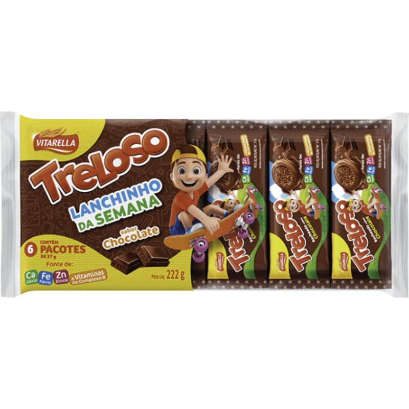 Biscoito Recheado Treloso Chocolate 222g