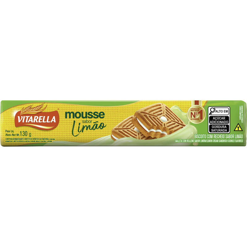 Biscoito Recheado Vitarella Mousse Limão 130g