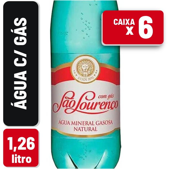 Água Mineral São Lourenço Com Gás Pet 1,26L Fardo c/ 6 un