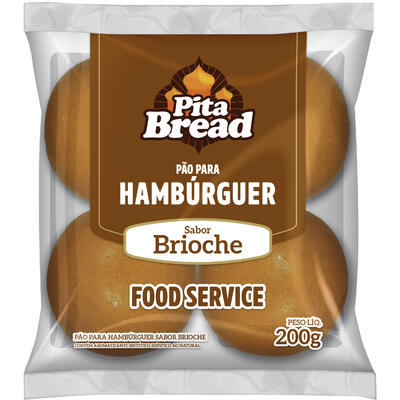Pão para Hambúrguer Pita Bread Brioche 200g