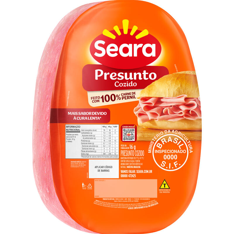Presunto Magro Cozido Seara Preço por quilo na peça