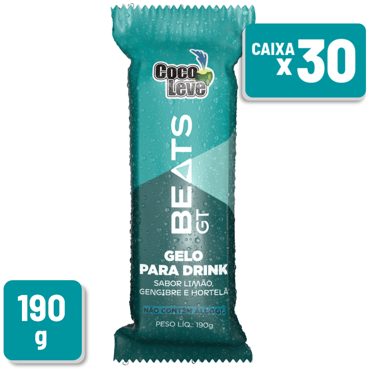 Gelo Saborizado Coco Leve Beats GT Pacote 190g Caixa c/ 30 Un