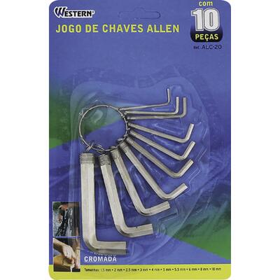 Chave Allen Cromada Western 10 pçs 1 Jogo