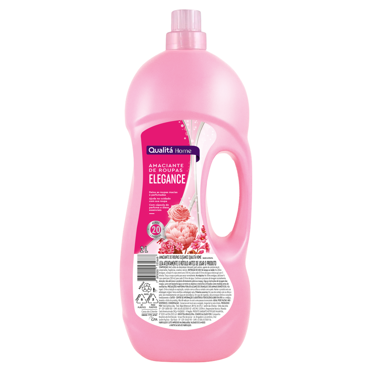 Amaciante de Roupa 2l Elegance Qualitá Home Frasco