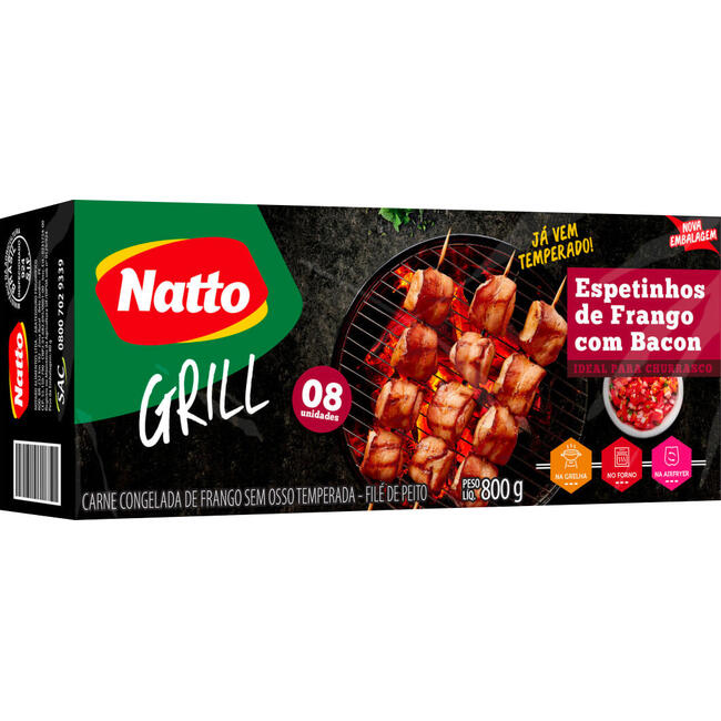 Espeto de Frango com Bacon Natto Congelado 800g