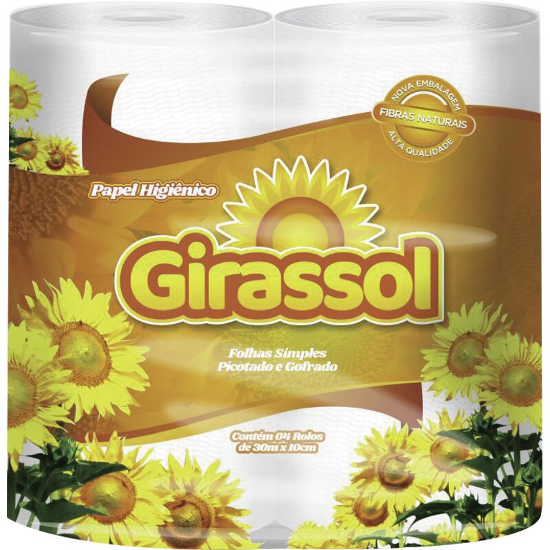 Papel Higiênico Girassol Folha Simples 30m 4 rolos