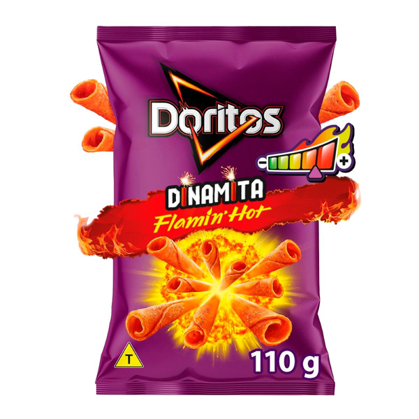 Salgadinho de Milho Carne Defumada Picante Doritos Dinamita Flamin' Hot Pacote 110g