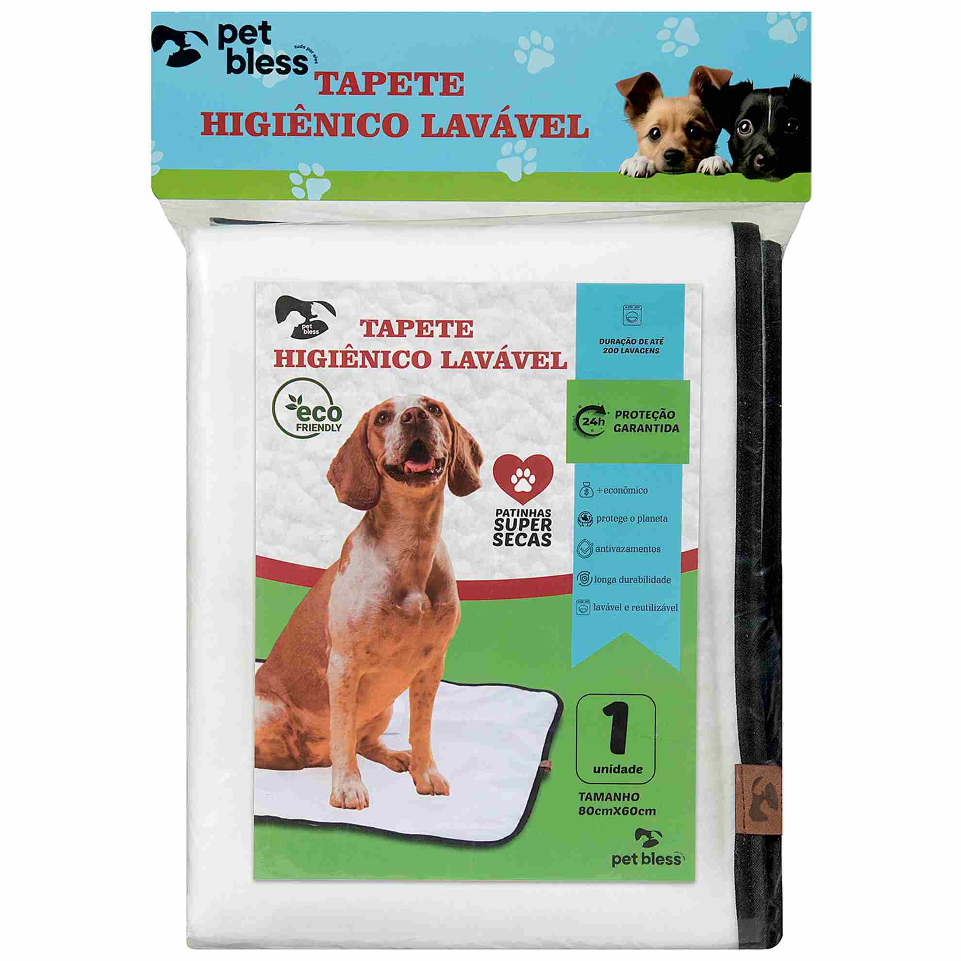 Tapete Higiênico Lavável para Cachorros 80x60cm Pet Bless 1 unidade