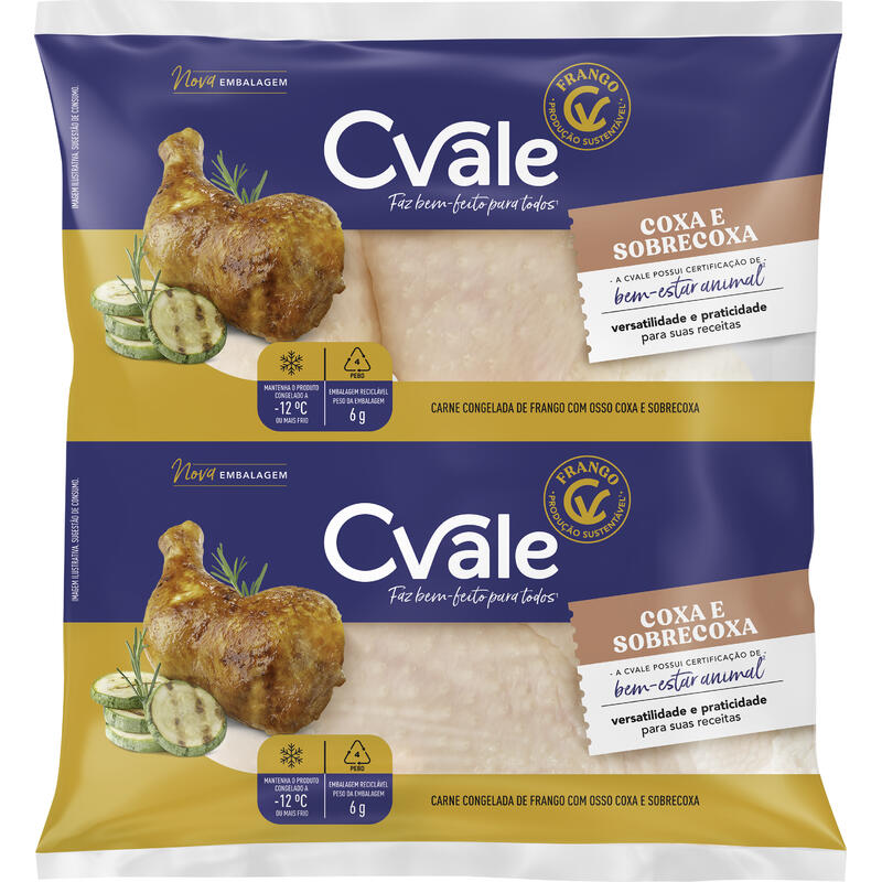 Coxa e Sobrecoxa de Frango C.Vale Cong Preço por quilo no pacote