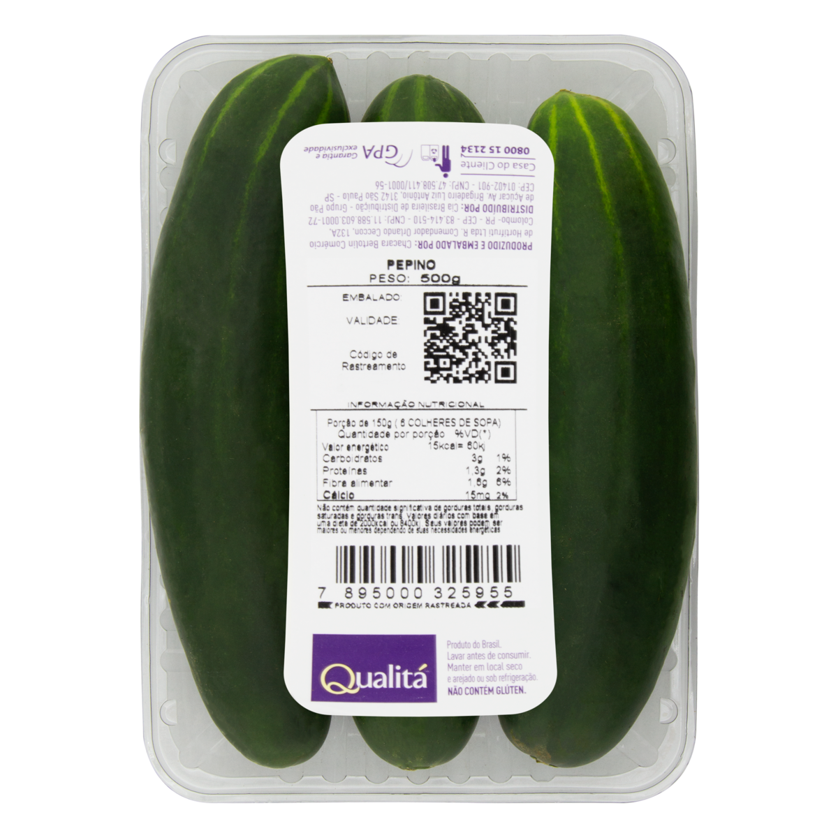Pepino Caipira QUALITÁ Bandeja 500g