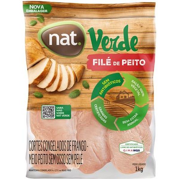 Filé de Peito de Frango NAT Verde Congelado IQF 1kg