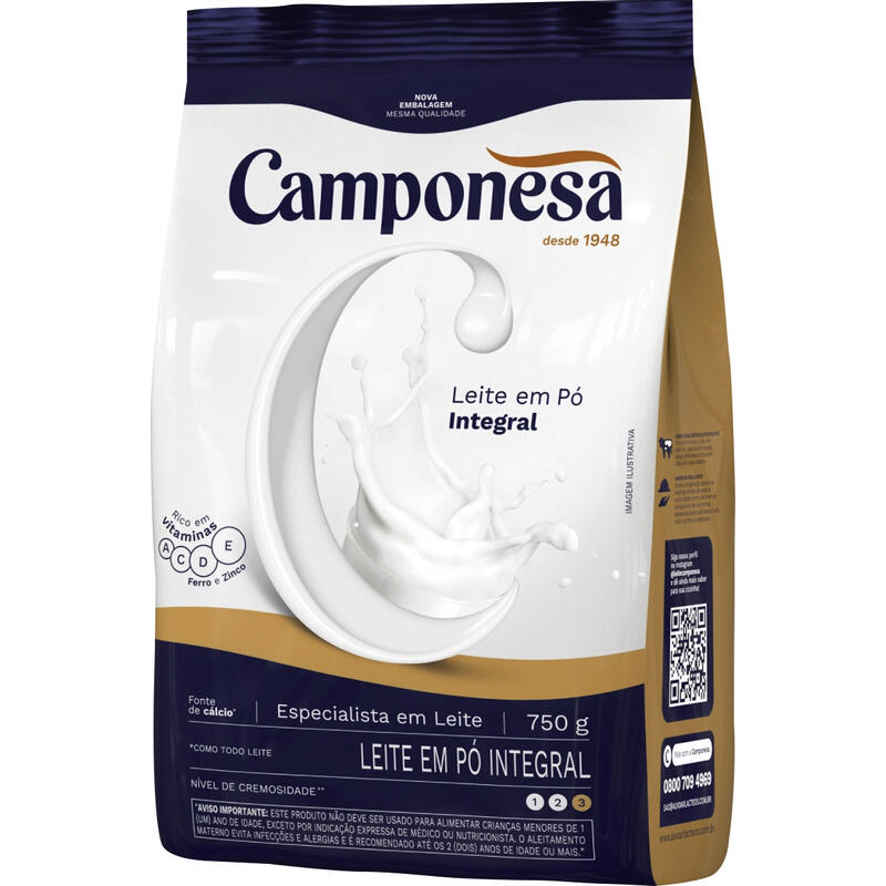 Leite em Pó Camponesa Integral 750g