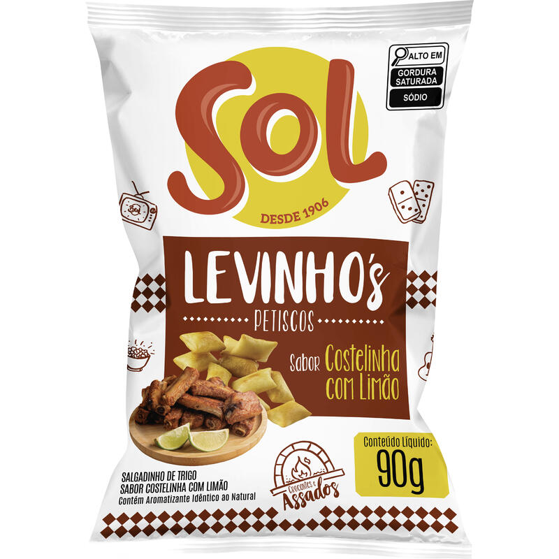 Salgadinho Sol Levinho's Costelinha com Limão 90g
