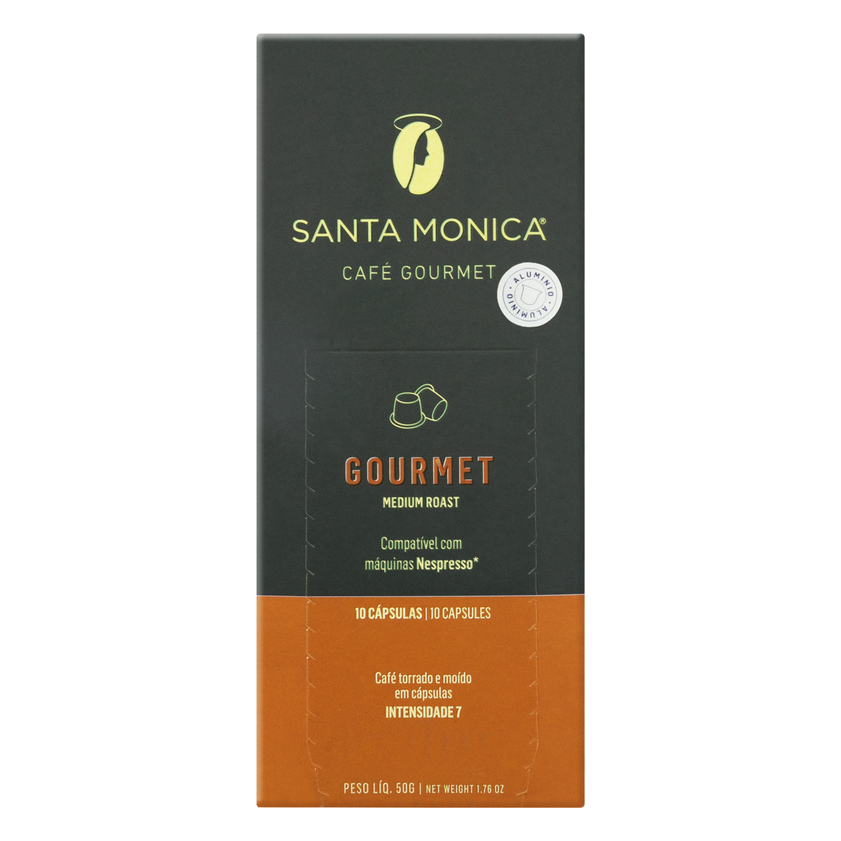 Café em Cápsula Torrado e Moído Santa Monica Gourmet Caixa 50g 10 Unidades