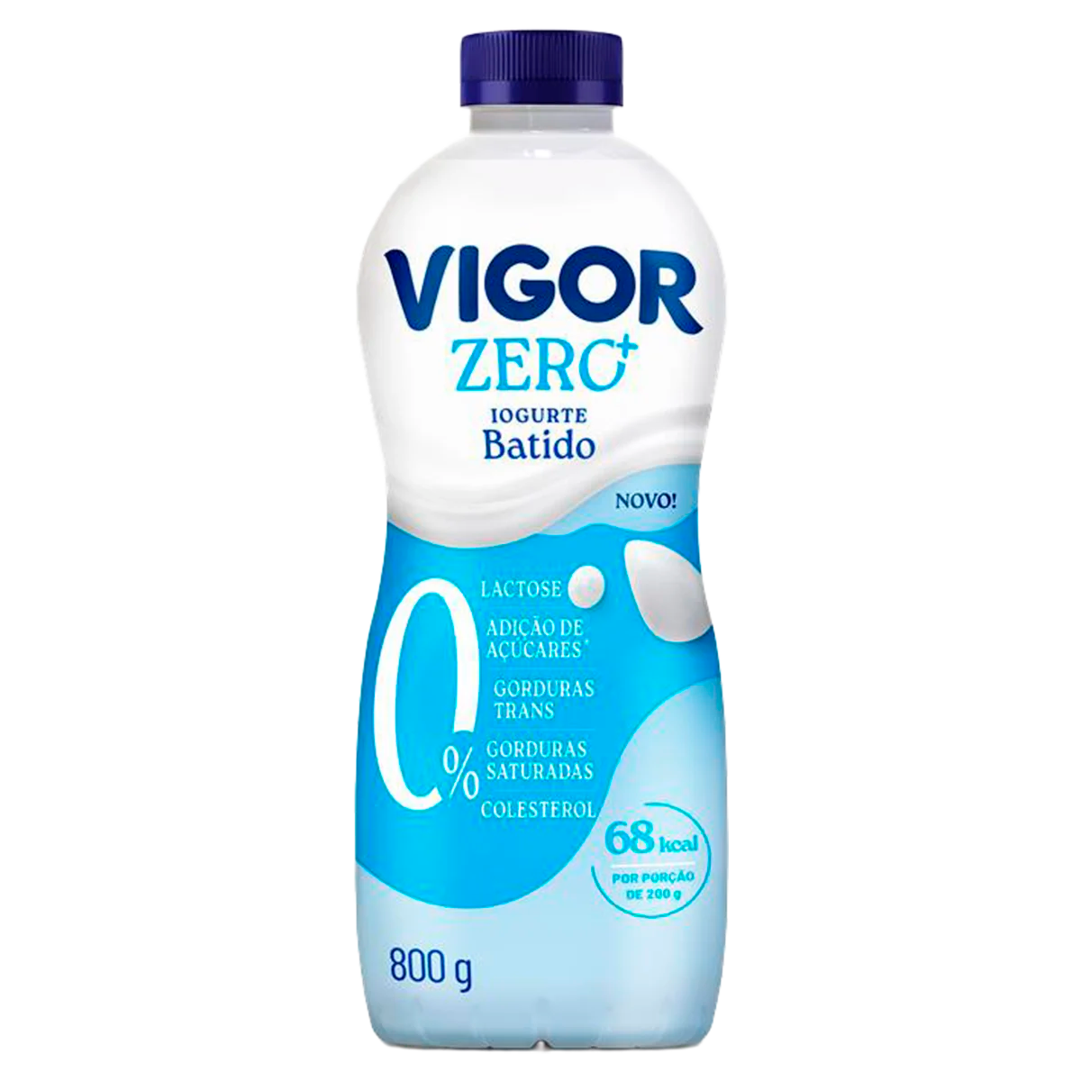 Iogurte Desnatado Batido Zero Lactose Vigor Garrafa 800g