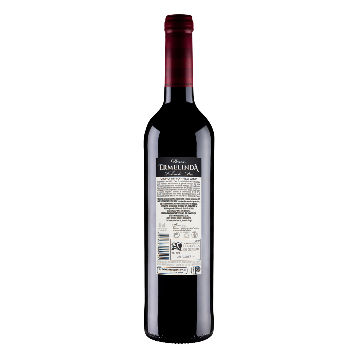 Vinho Português Tinto Seco Dona Ermelinda Castelão Cabernet Sauvignon Touriga Nacional Palmela Garrafa 750ml