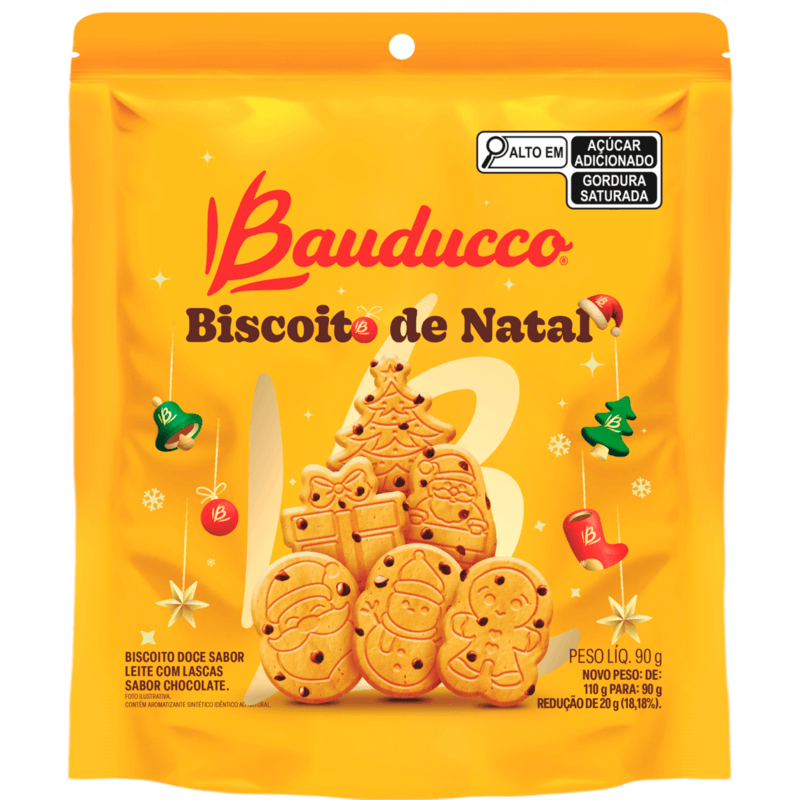 Biscoito de Natal Bauducco Leite com Lascas de Chocolate 90g