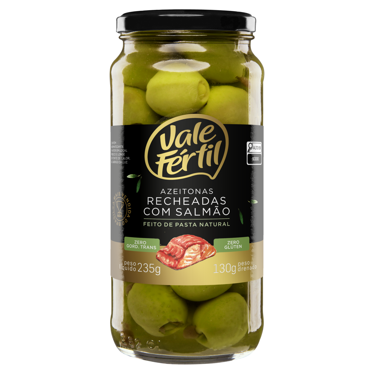 Azeitona Verde Recheada Especial com Salmão Vale Fértil 130g