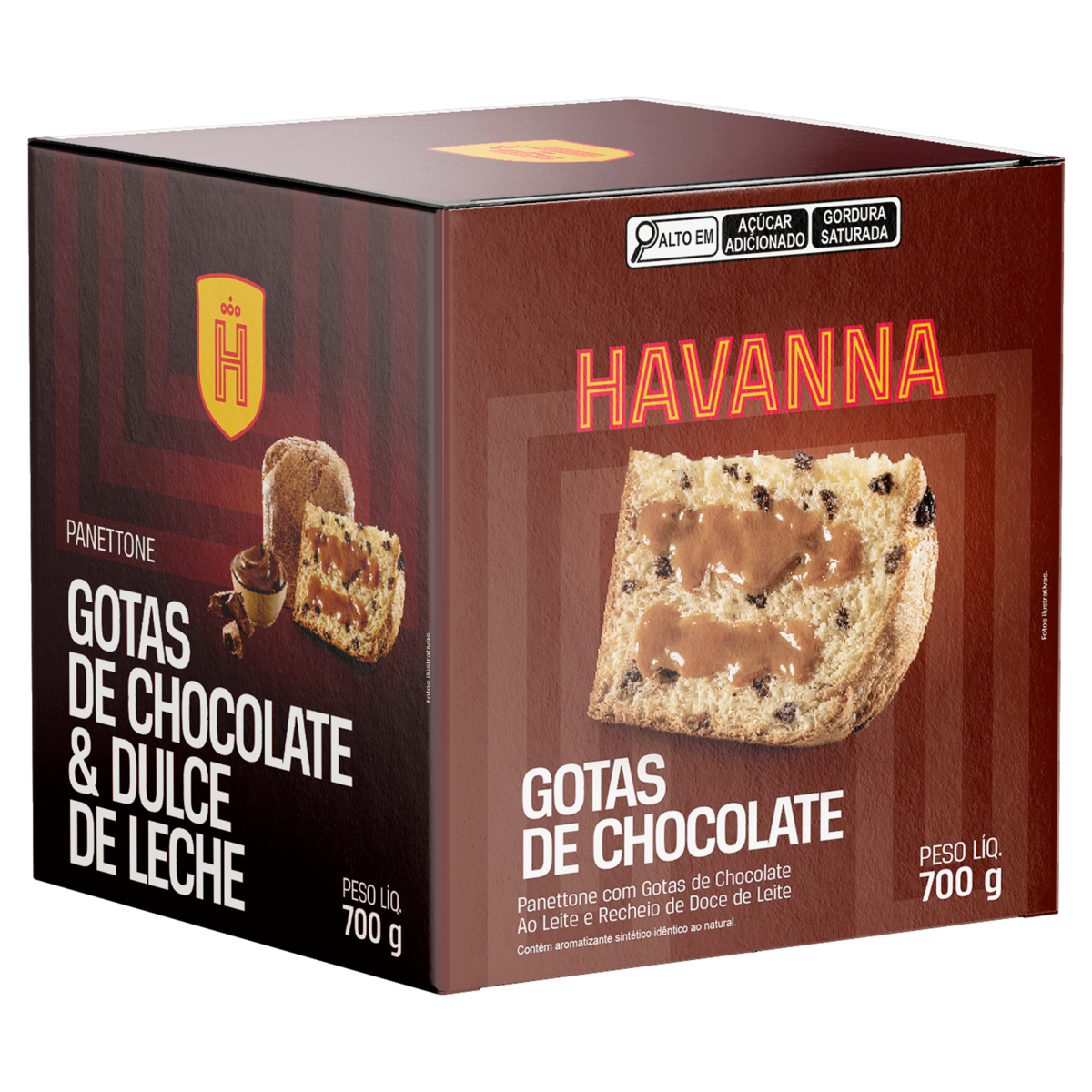 Panettone HAVANNA Gotas De Chocolate E Doce De Leite Caixa 700g