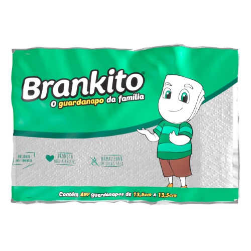Guardanapo Brankito Folha Simples 13,5x13,5 Cm Com 490 Folhas