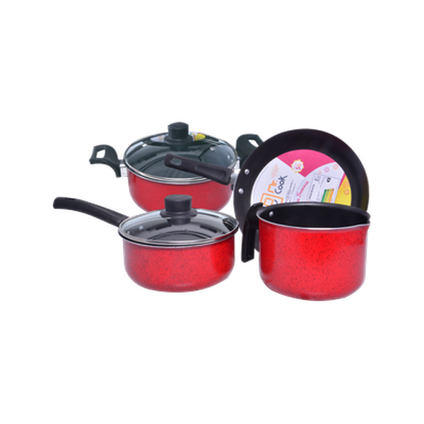 Conjunto de Panelas Mr. Cook Com 4 Peças - Antiaderente - Vermelho - Ref. 1050810129