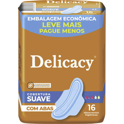 Absorvente Delicacy Suave Leve Mais Pague Menos com Abas 16 un