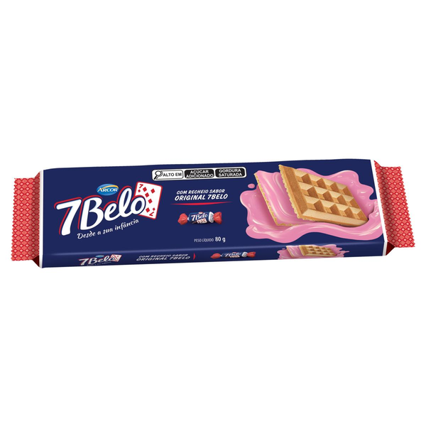 Waffer Arcor 80g - 7 Belo - Framboesa