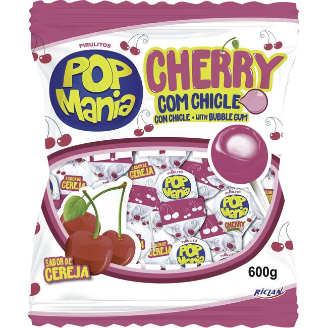 Pirulito Riclan Pop Mania Cherry 600g