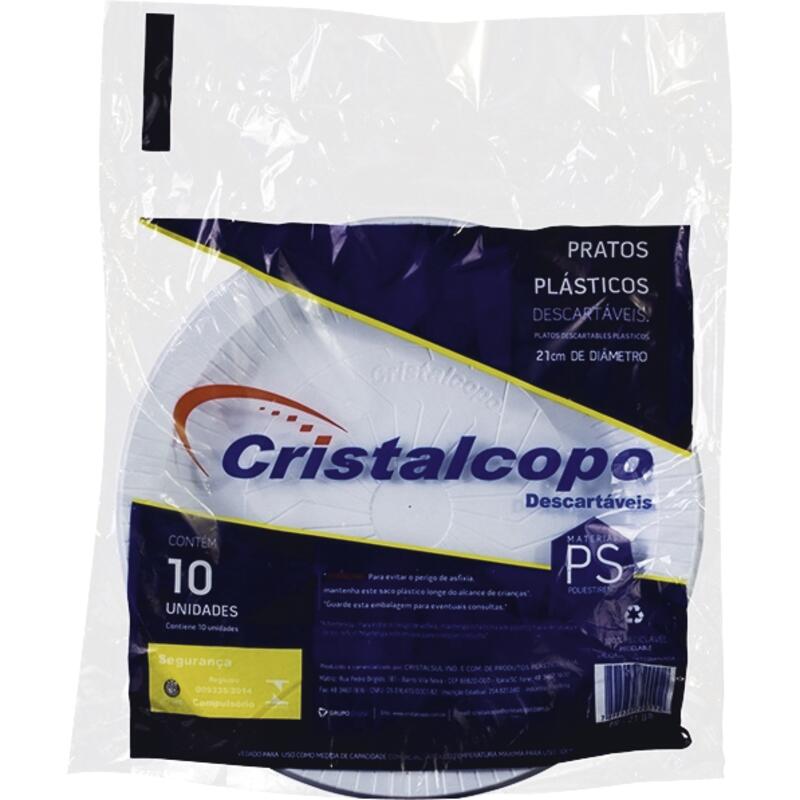 Prato Descartável Cristalcopo 10 Unidades