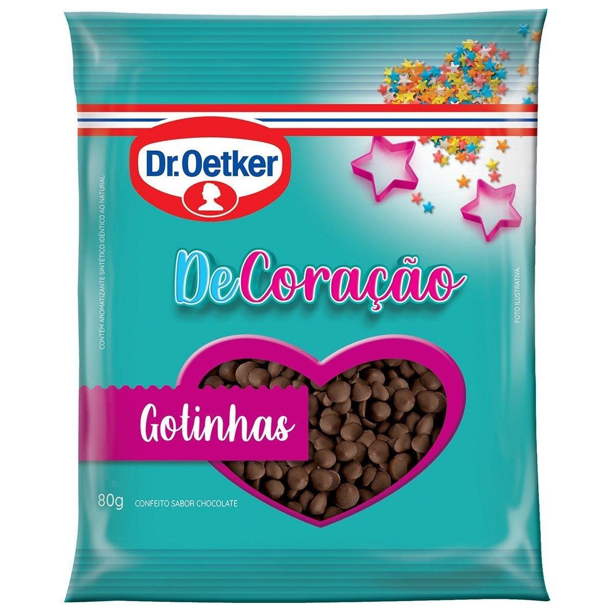 Dr. Oetker Confeito Gotinhas de Chocolate Decoração e Finalização de Doces e Sobremesas 80g