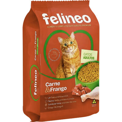 Alimento para Gatos Felíneo Adultos Carne e Frango 6kg