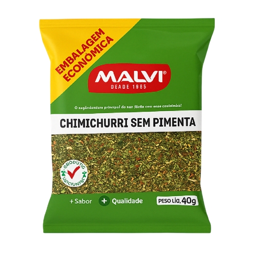 Tempero Malvi Chimichurri Sem Pimenta Embalagem Econômica 40g