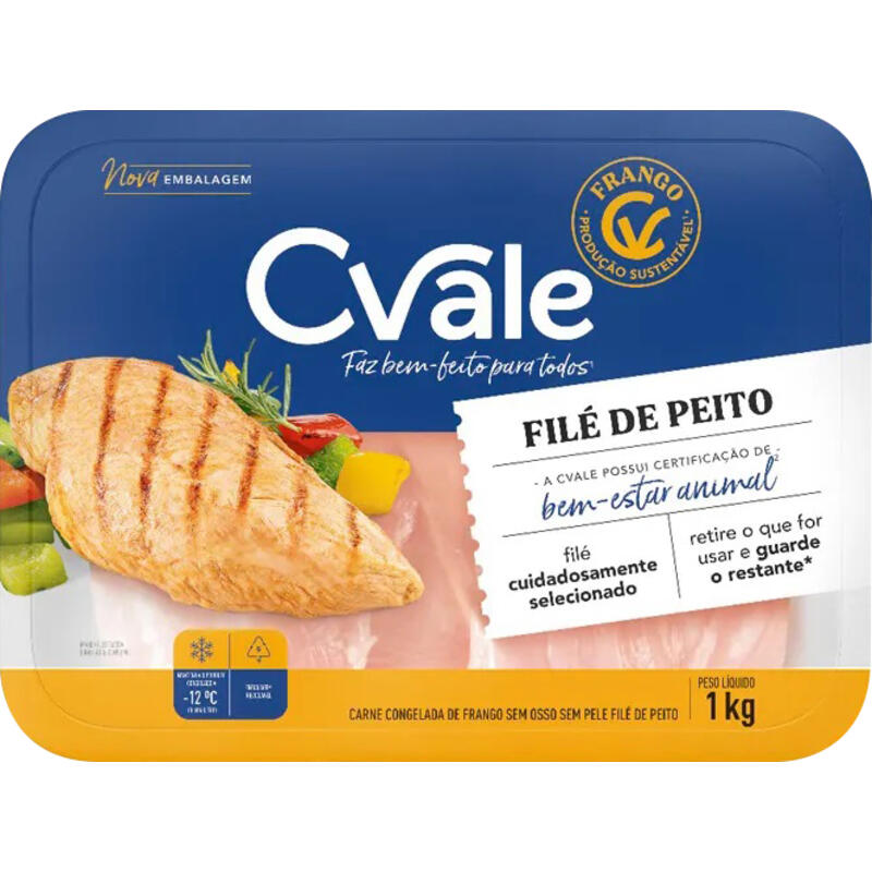Filé de Peito de Frango C.Vale Congelado 1kg