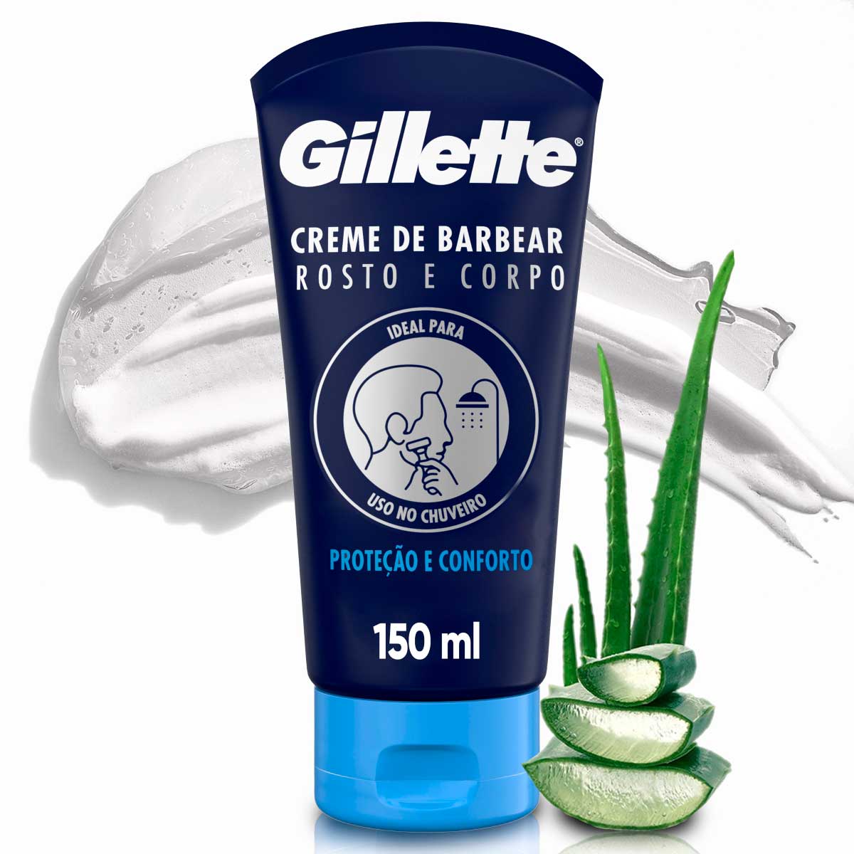 GILLETTE Creme de Barbear Rosto e Corpo com Aloe Vera 150ml