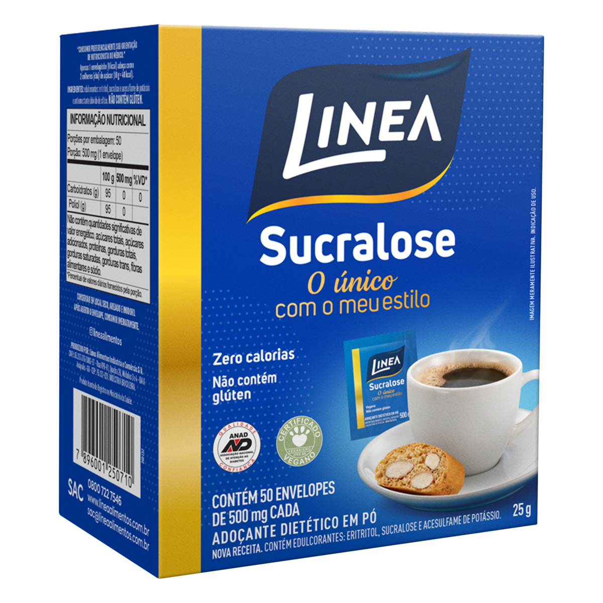 Adoçante em Pó Sucralose Linea Caixa 40g 50 Unidades